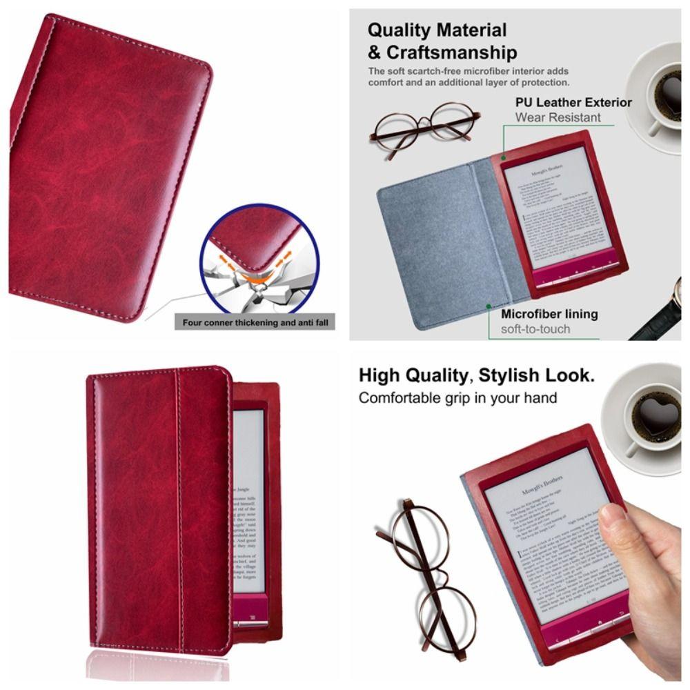 Leather Folio Cover Anti-fall Back Cover Premium 6inch E-Reader Case for Sony PRS T1