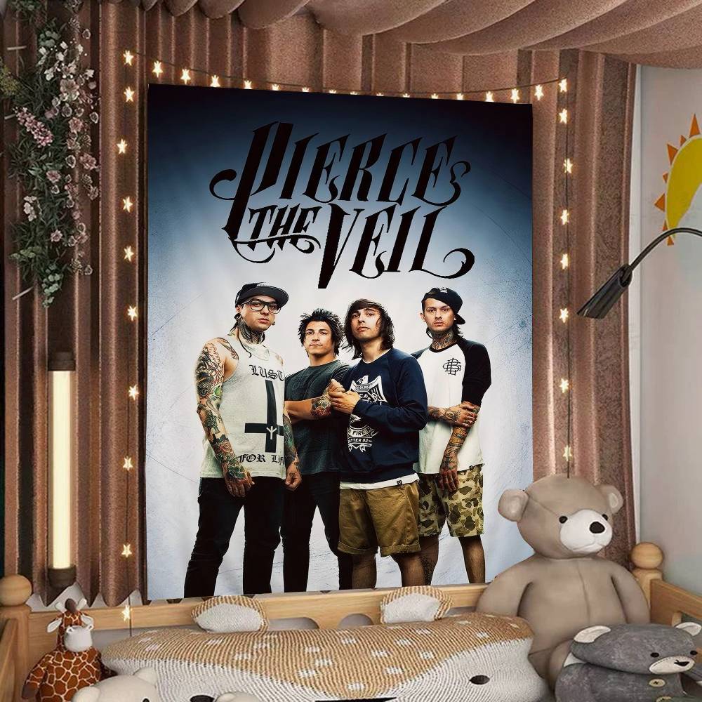 Band P-Pierce The Veil Anime Tapestry Hanging Tarot Hippie Wall Rugs Dorm Home Decor