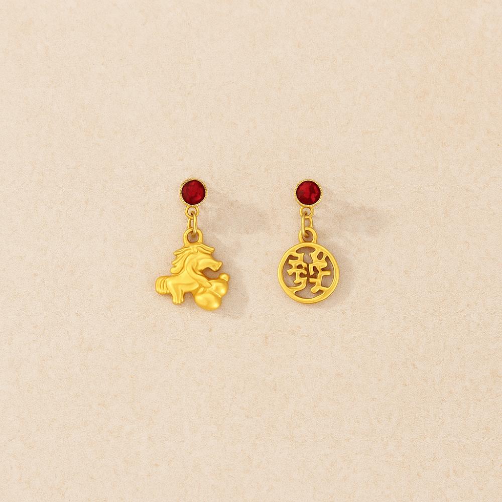 Серьги на Новый год в китайском стиле, серьги-подвески с мультяшной лошадью, талисманом лошади, подарок