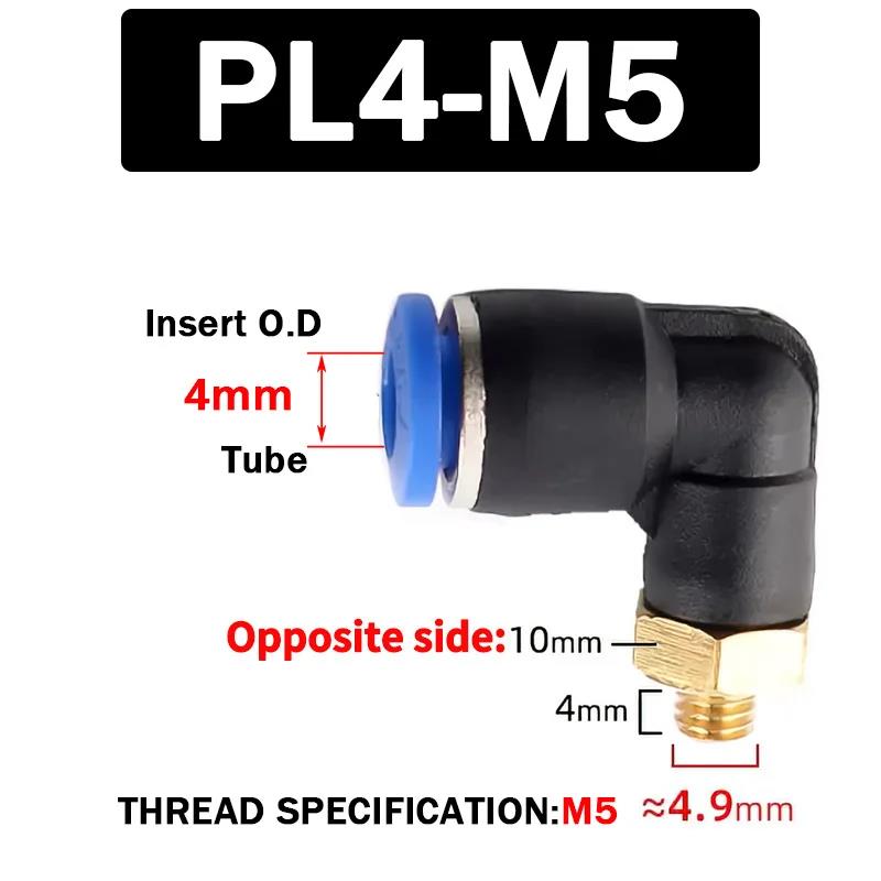 20/50/100PCS Pneumatic Air Connector PL 4 6 8 10 12mm Thread 1/8 r1/4" 3/8" 1/2" Trachea Elbow Air Fittings Hose Quick Conector Ventilation Valves 4