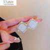 Square Rhinestone Stone Earrings New White Fashion Korean Personality Temperament Wild Simple Earrings Ladies Jewelry