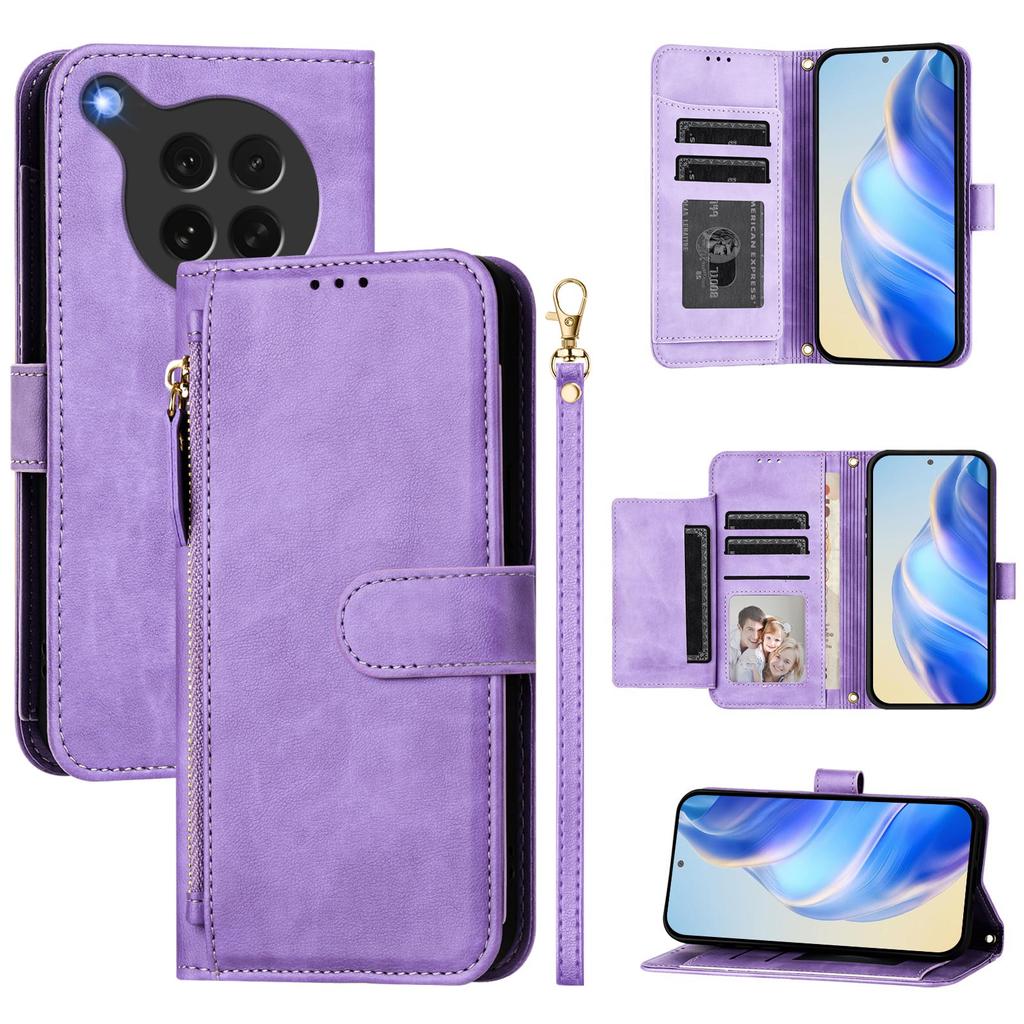 For Oppo Find X8s 5G Case Zipper Pocket Multiple Card Slots Leather Phone Cover