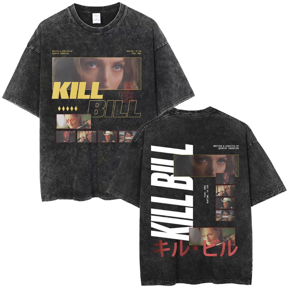 Hattori Hanzo RED Swords and Sushi Kill Bill Okinawa Japan Tarantino Vintage Washed T Shirts Men Women Casual Retro Streetwear