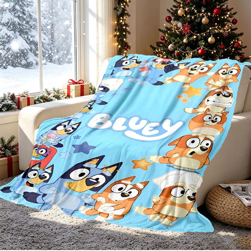 Bluey Pattern Blanket for Home Decoration, Bed, Sofa, Car Travel, Camping, Suitable for All Seasons, Birthday Christmas Gift