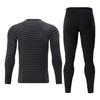 Мужское зимнее термобелье большого размера в полоску, утепленное мужское весенне-осеннее осеннее белье и комплект брюк