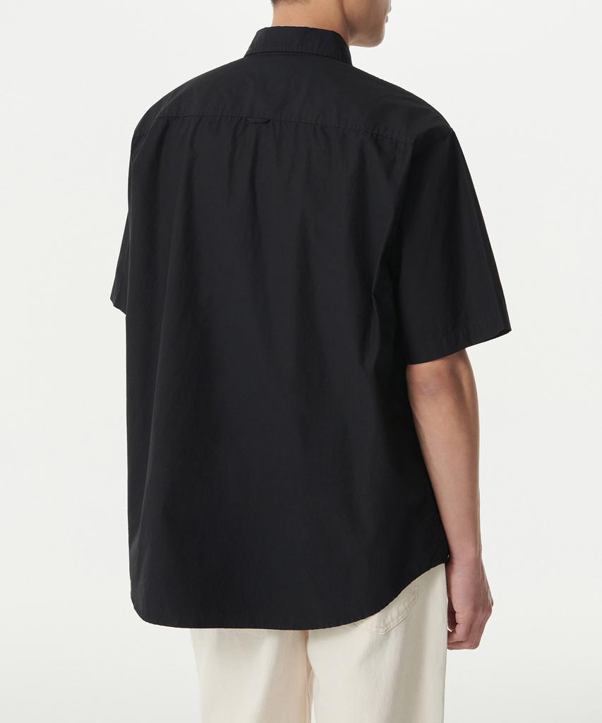 MUSINSA STANDARD Relaxed Washed Poplin Short Sleeve Shirt [Black]
