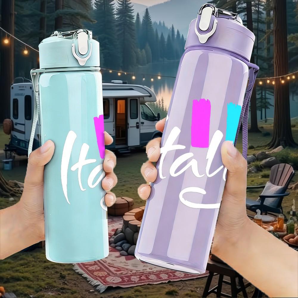 1PC Stay Y2K Pastel Neon Letter Print 750ml Color Plastic Sports Water Bottle Leakproof Flip Straw Lid Suitable for Sports Office Home Use