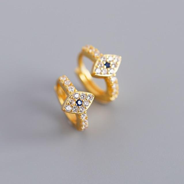 100% 925 пробы серебро маленькие круглые золотые молнии циркониевые серьги-кольца клипсы для женщин Pendientes геометрические