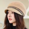 Knitted Yarn Pile Hat Women's Elegant and Fashionable Duckbill Beret Plus Velvet Large Head Circumference Ear Protection Hat All-match Trendy Outdoor