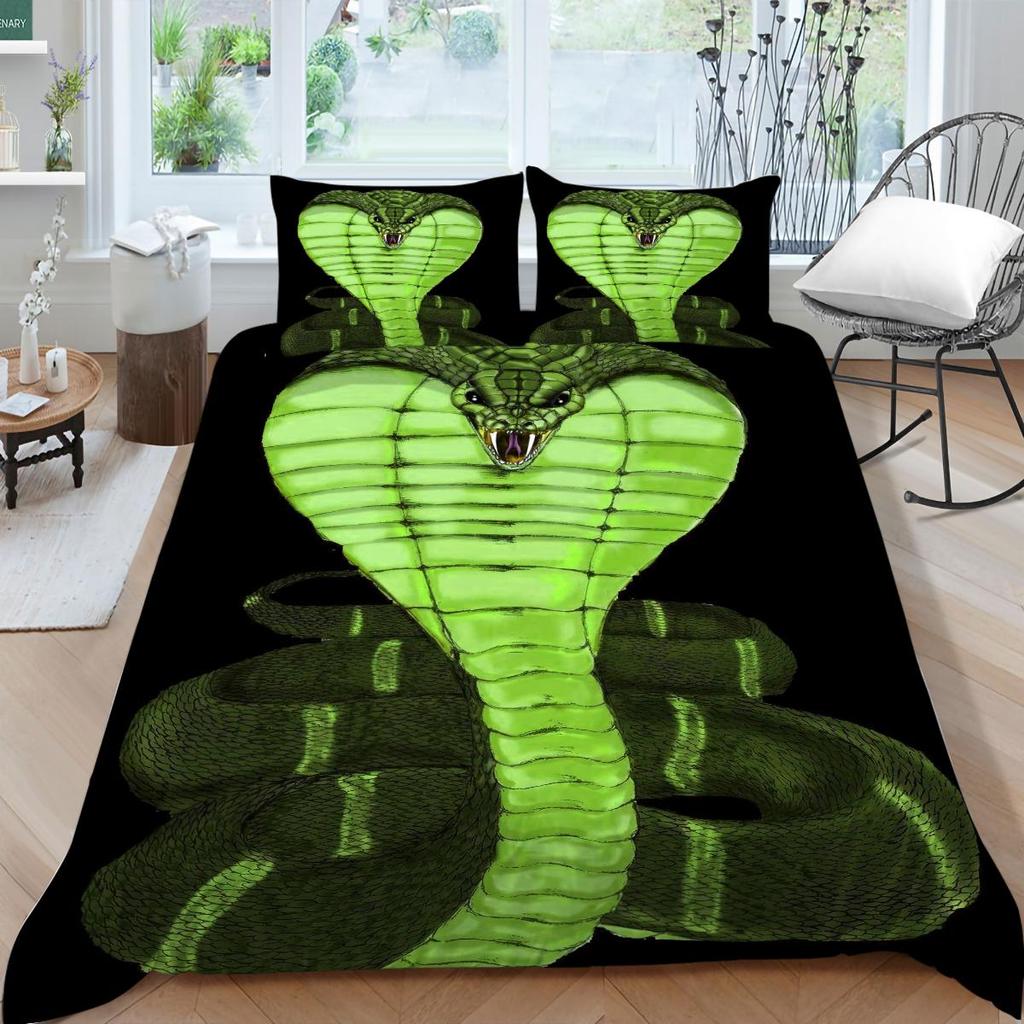 Комплект постельного белья с 3 принтами питона, пододеяльник со змеиным тематическим фоном, наволочка, украшение для постельного белья 2/3 спальни
