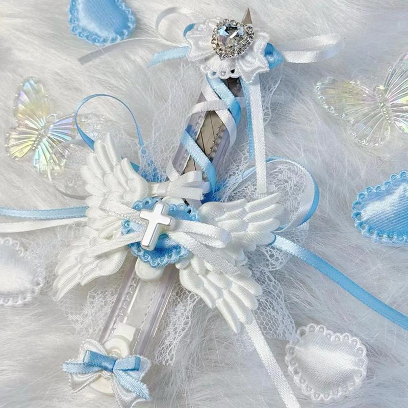 Kawaii Pink Angel Wings Utility Knife Sweet Utility Knife Cute Express Box Letter Opener Stationery Paper Cutter Gifts