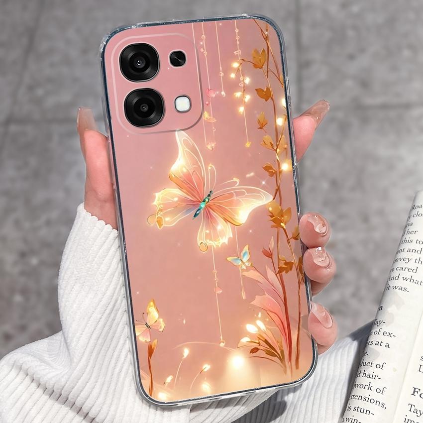 Для Oppo A6 Pro A6x A5x K13 Realme 15X C85 V70 V70s CT 7 7T 8 Чехлы для телефонов Красивые узоры Сакура Бабочки Корпус Мягкий силикон ТПУ Прозрачный корпус