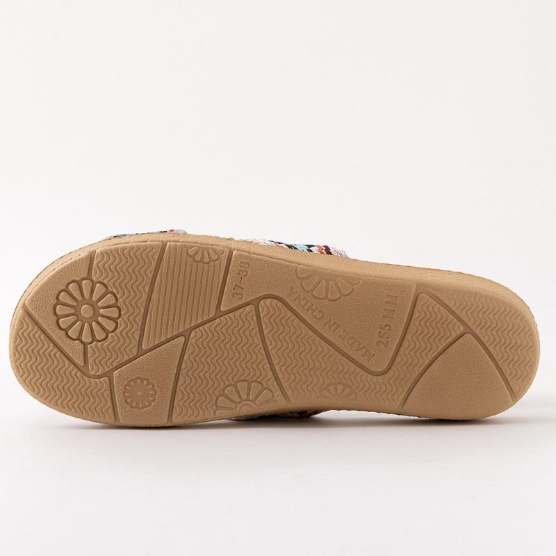 Летние ретро-модные женские нескользящие льняные тапочки