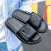 Slippers Men's summer wear Internet celebrity slippers Super fire tide brand one-word slippers Outdoor non-slip wear-resistant leather cool slippers