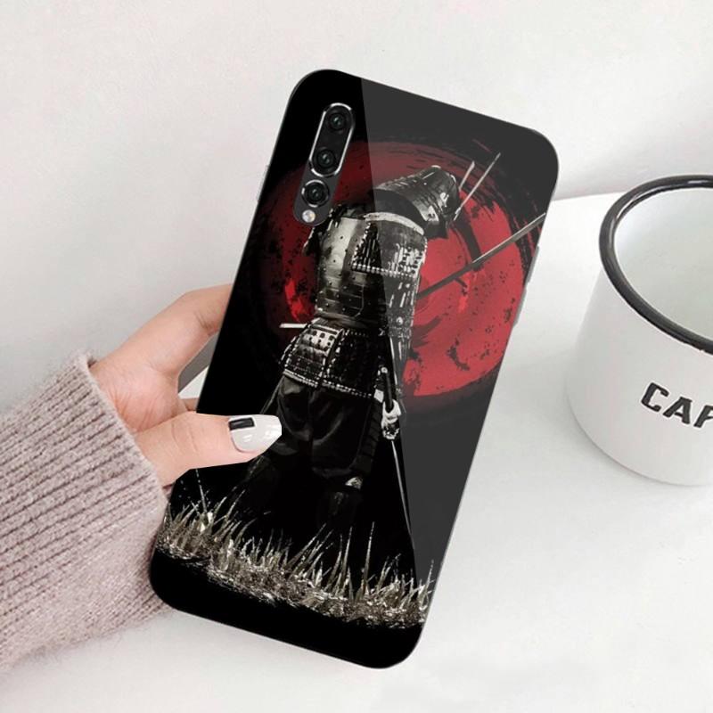 Чехол для телефона с маской японского самурая Oni для Huawei P50 P40 P30 P20 Pro Mate 40 30 20 Pro Nova 9 8 7 ПК, стеклянный чехол для телефона