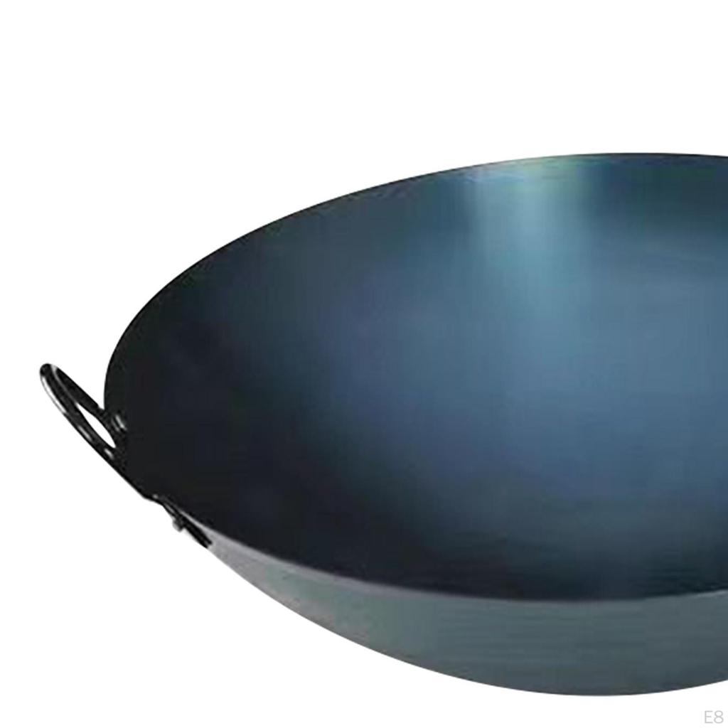 Round Bottom Wok Cooking Pot with Wooden Handle for Gas And Induction