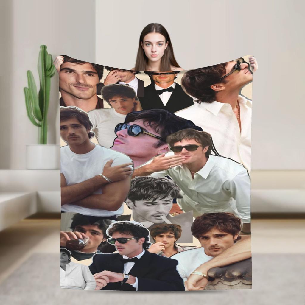 Jacob Elordi Actor Photo Collage Soft Warm Blankets Office Plush Throw Blanket Home Decor Flannel Bedspread Sofa Bed Cover