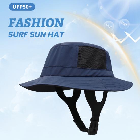 Outdoor Surf Sun Hat with Adjustable Chin Strap Soft Breathable Quick Dry Wide Brim UV Protection Fisherman Hat