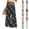 Women's Printed Wide Leg Pants With Pockets High Waist Drawstring Loose Casual Pants