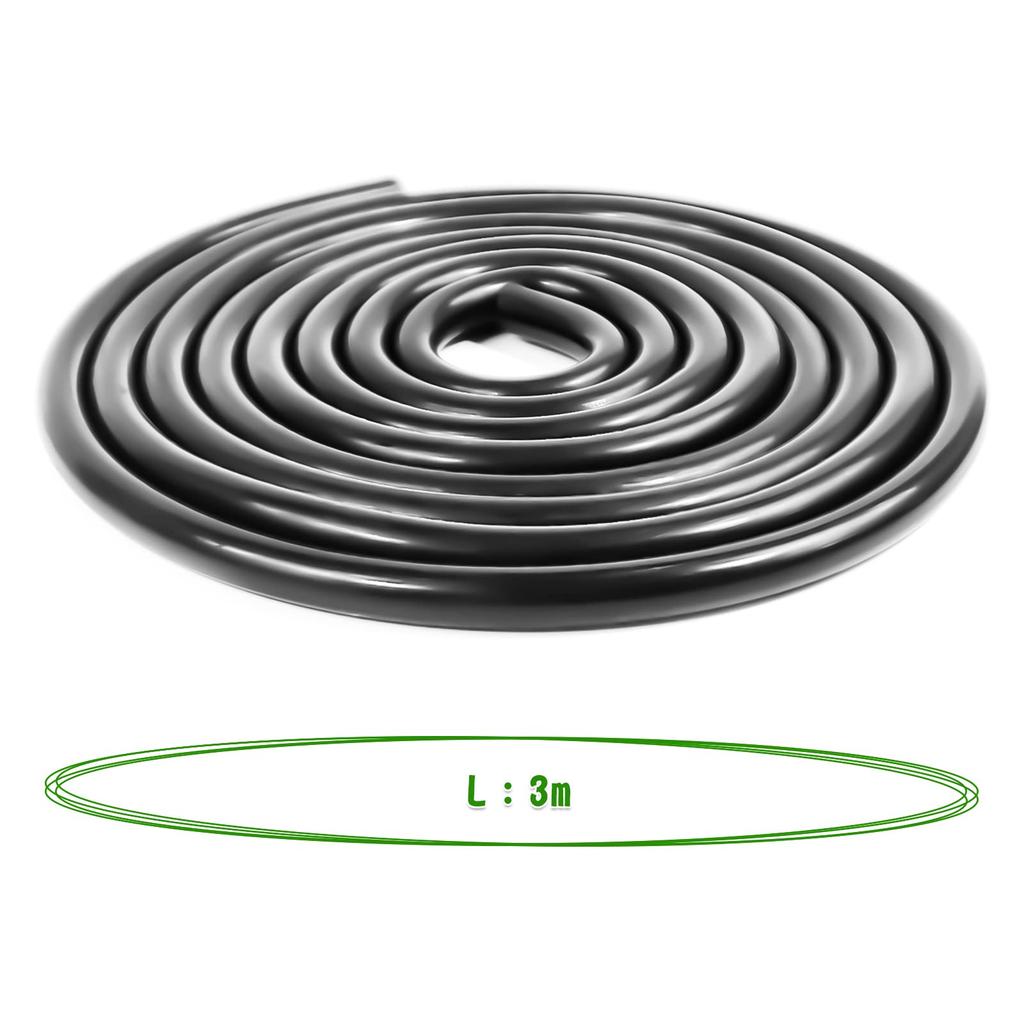 Shineyoo Silicone Hose, 0.24 inch (6 mm x 3 m) Black Thickness 0.1 inch