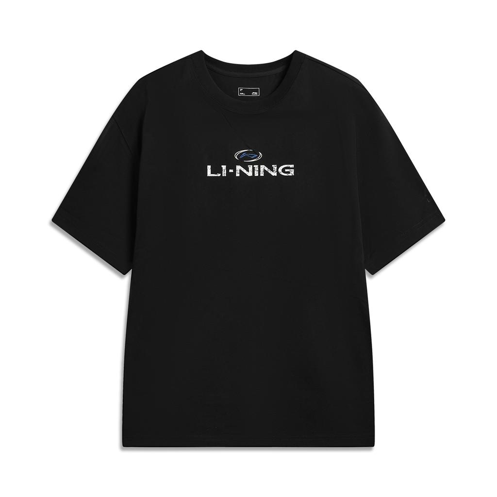 Li Ning Спортивный стиль жизни Серия Мягкая Простая Универсальная Свободная Футболка с коротким рукавом С принтом из букв на спине Унисекс топы ATSW285-1