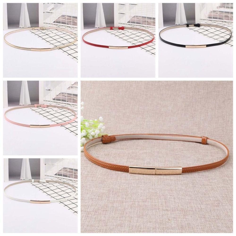 Adjustable Patent Leather Belt Solid Color Durable Thin Buckle Belt Clothes Accessories Versatile Women Waistband Girls