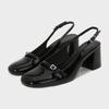 Fashion Round Toe Buckle Back Strap Women Sandals High Quality Patent Leather Hoof Heel Mary Jane Shoes Fashion Comfort Plus Size Shoes