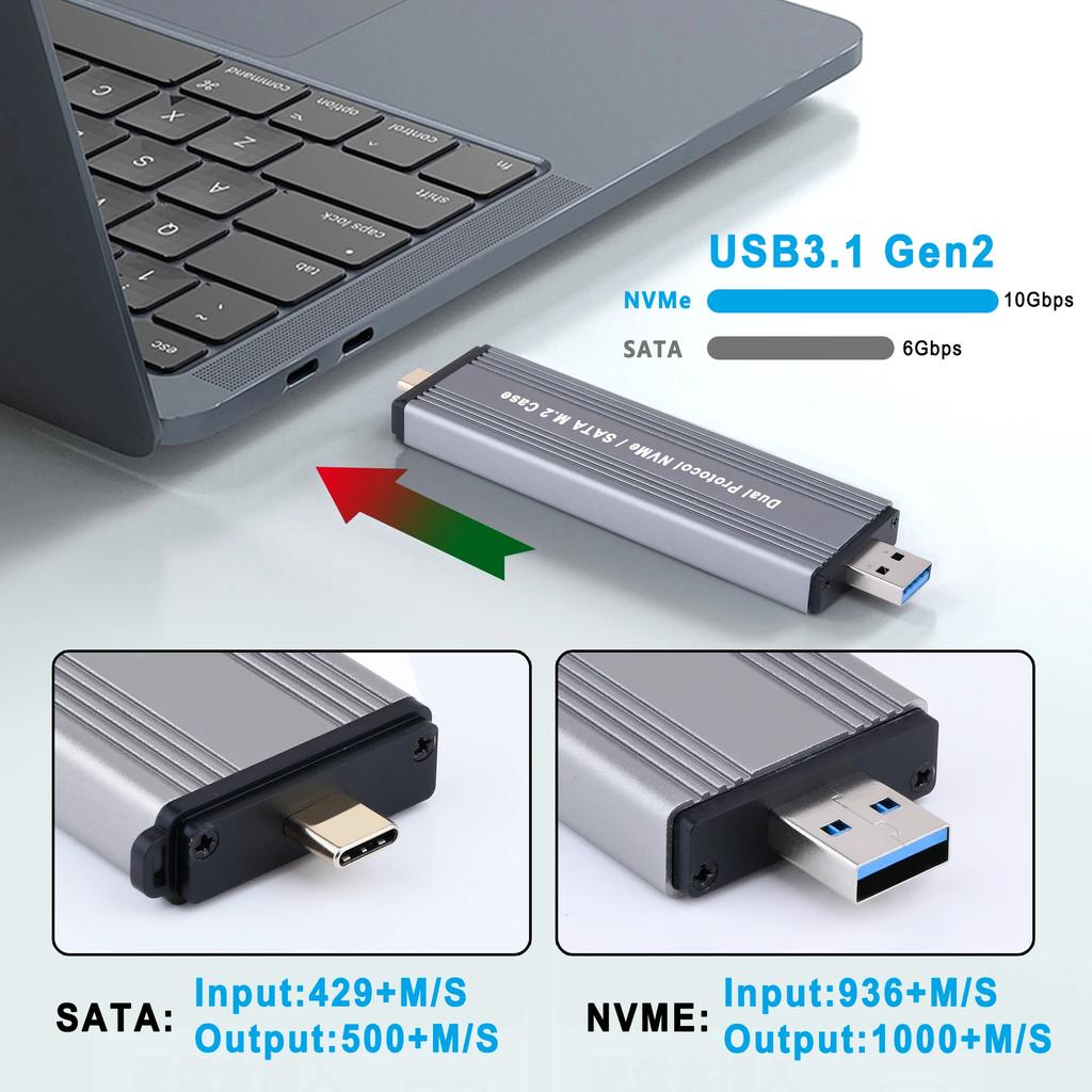 M.2 SSD Case NVMe USB Type-C Gen2 10Gbps PCIe SSD Case M2 SATA&NGFF M.2 NVME Enclosure Disk Box Direct Insertion M.2 SSD Case