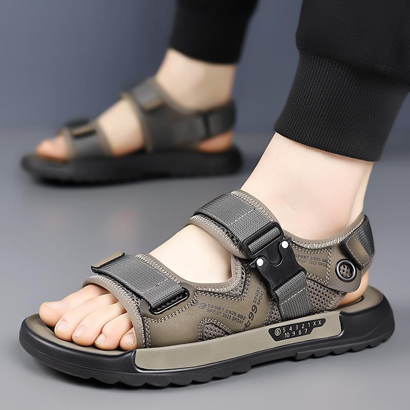 Fashion Fashion Commute Men Sandals Outdoor Soft Sole Breathable Beach Sports Shoes Casual Leather Sandals Lightweight Open Toe Sandals