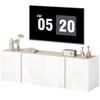 TV unit, TV bench with 4 soft-close doors, adjustable shelf and cable pass-through, 135 x 38 x 45 cm, white