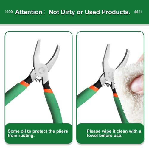 LEONTOOL 6-inch Breaker Grouser Pliers with 3/8-inch Flat Curved Jaws, Spring-Loaded Glass Breaking Tool for Trimming Glass, Ceramic, Stained Glass, M