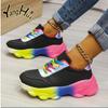 Женские кроссовки из вулканизированной кожи, разноцветные, спортивные, повседневные, удобные, кроссовки на платформе для бега, износостойкие, 2024 Zapatos De Mujer