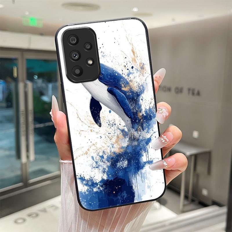 Cute Cartoon Cats Flower Case For Samsung Galaxy A52 A52S A72 4G 5G Tempered Glass Phone Case Protective Back Cover Hard Shell