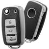 ELOHEI for VW Key Fob Cover, Premium Soft TPU 361 Degree Full Protection for VW Volkswagen Jetta Beetle Tiguan Passat Golf MK6 Polo 3 Buttons(Leather