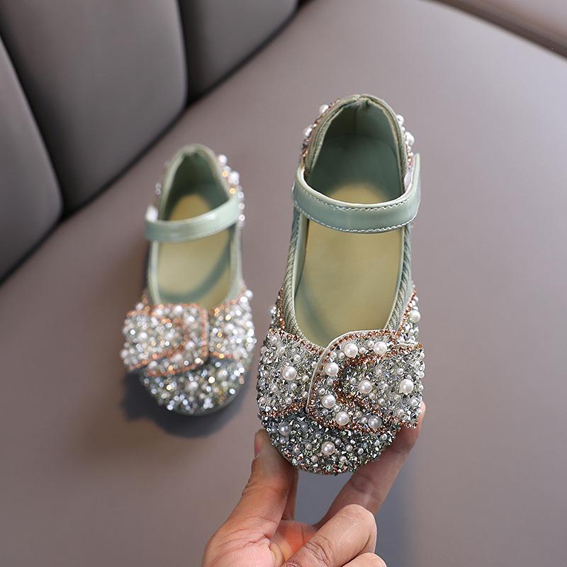 Kids Girls Sandals Fashion Sequins Rhinestone Bow Girls Princess Baby Girl Shoes Children Flat Sandals Size 21-36