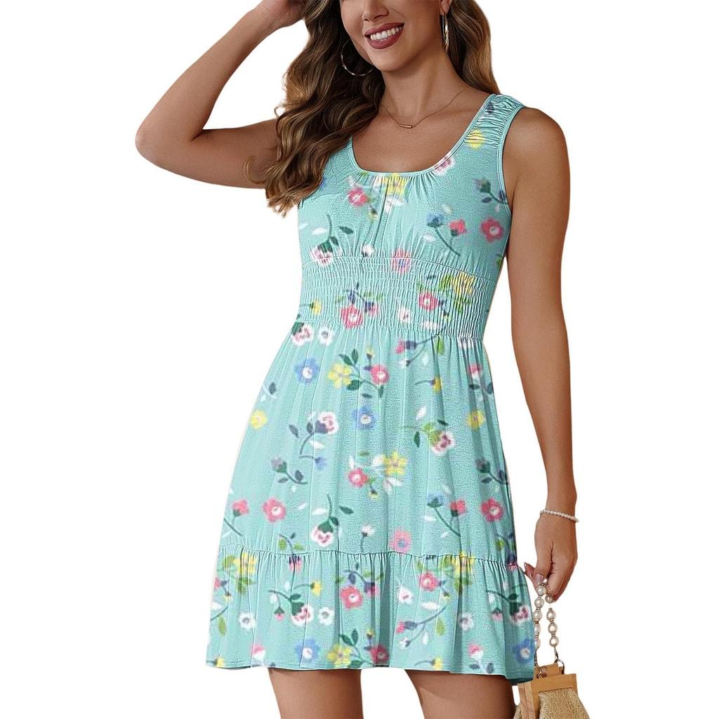 Летние платья для женщин, пляжное платье без рукавов для отпуска, повседневное платье в стиле бохо с запахом, свободный струящийся сарафан