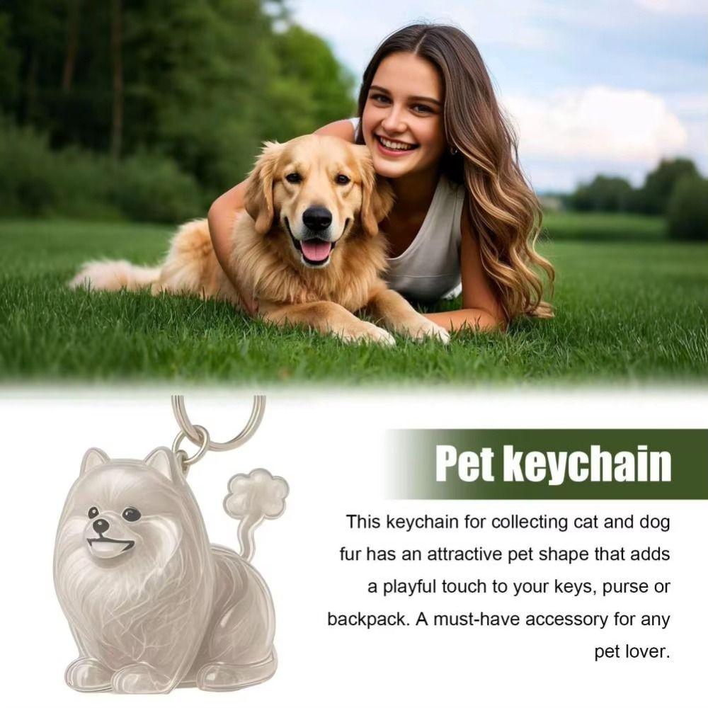 Transparent Pet Hair Keychain Dog Shape Puppy Pendants Cartoon Dog Hair Storage Box  Jewelry Gift