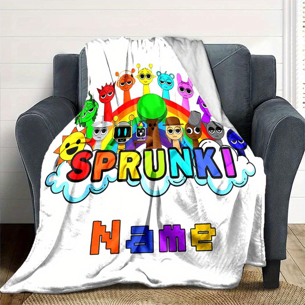 Sprunki Characters Rainbow Scene Blanket Soft And Cozy Custom Name Gift For All Holidays Home Decor Office Nap Outdoor Holiday Gift Playful Design