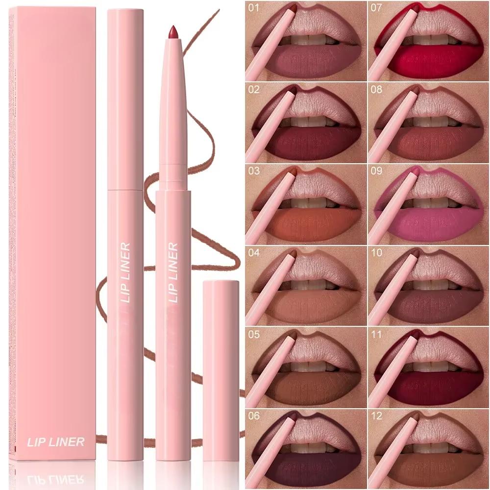 Nude Tapered Lip Liner Pencil Matte Creamy Plumping Lip Stain Waterproof Natural Nude Brown Slim Lips Liner Make Up Long-Lasting