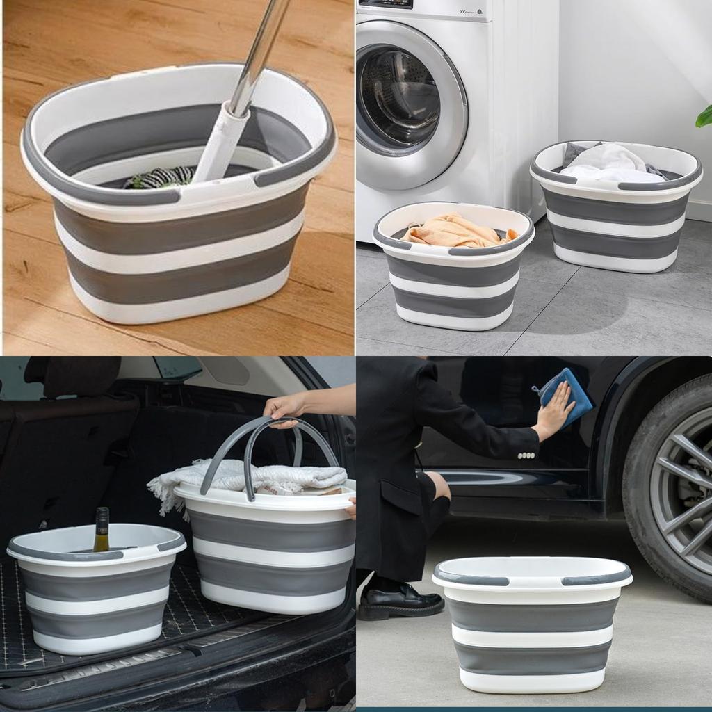 SLEEKSTATION Складное Большое с Pet Мягкое Портативное Ведро, Таз, Корыто, 16 л/28 л, Вместимость, Ручка, Замачивание, Стирка, Ванна, Компактное, Одежда, Обувь,