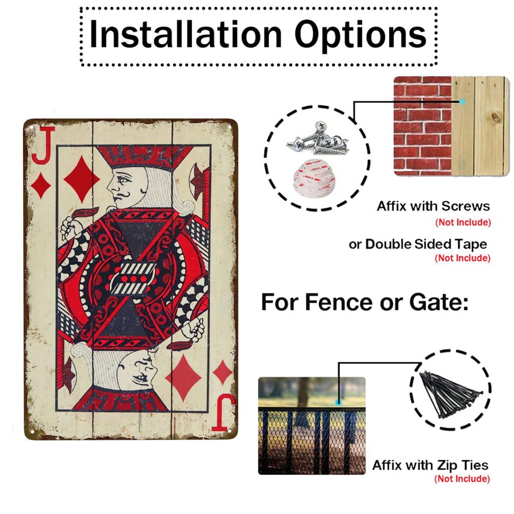 Vintage Poker Metal Sign Retro Joker Tin Sign King Jack Sign Wall Decoration for Home Cafe Pub Bar Shop 8x12 Inch