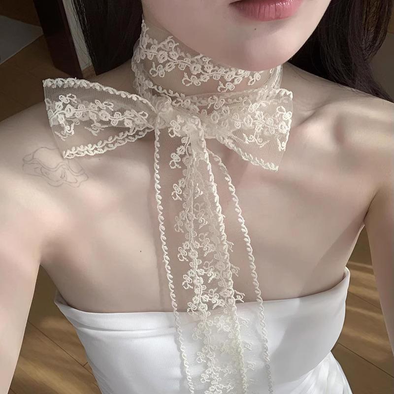 Корейский многофункциональный шарф в горошек, галстук, повязка для волос, аксессуар