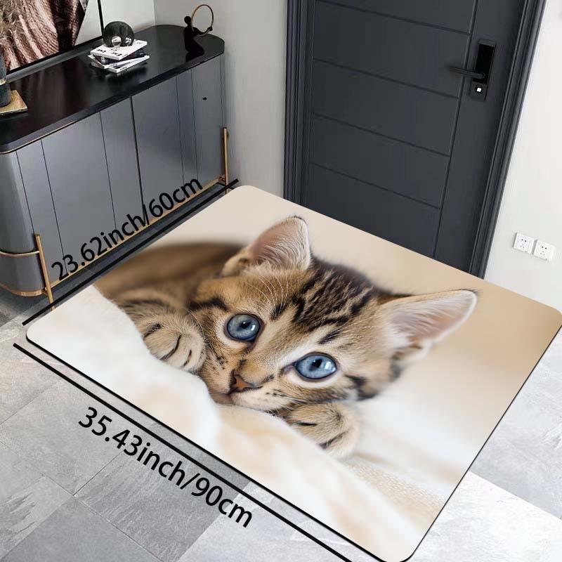 1Pcs Anti Fatigue Kitchen Rugs, Cat Print Waterproof Non-Slip Thick Cushioned Kitchen Mat Heavy Duty Comfort Standing Mat for Kitchen