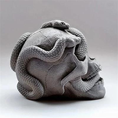 Череп Голова Змеи Сделай Сам Форма из Эпоксидной Смолы Двойная Змея Силиконовые Формы Хэллоуин Дом с Привидениями Хоррор Декор для Стола Форма для Свечей