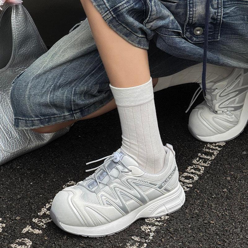 Daddy Shoes Girl 2025 Autumn New Breathable Thick-soled Mesh Sneakers Graffiti Muffin Sole Single Shoes Casual Shoes Women