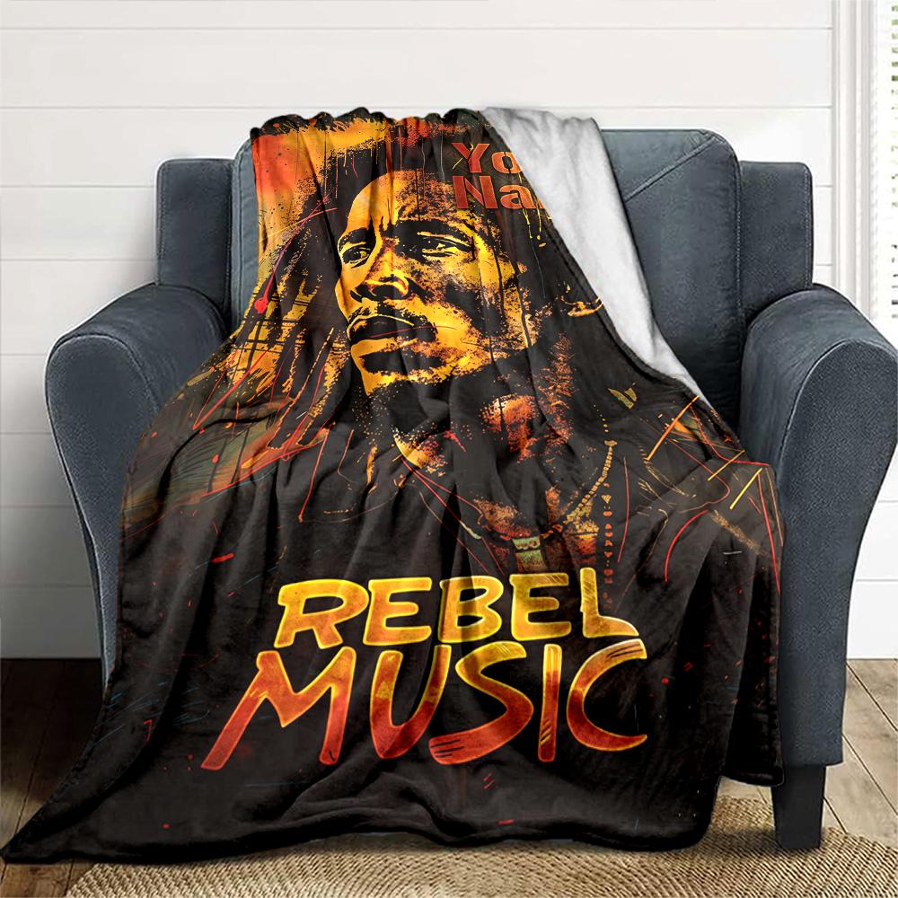 Bob Marley Personalized Text Blanket Throw Customizable Blanket Comfortable Suitable for Chair Living Room Seaside Sofa Four Seasons Multipurpose