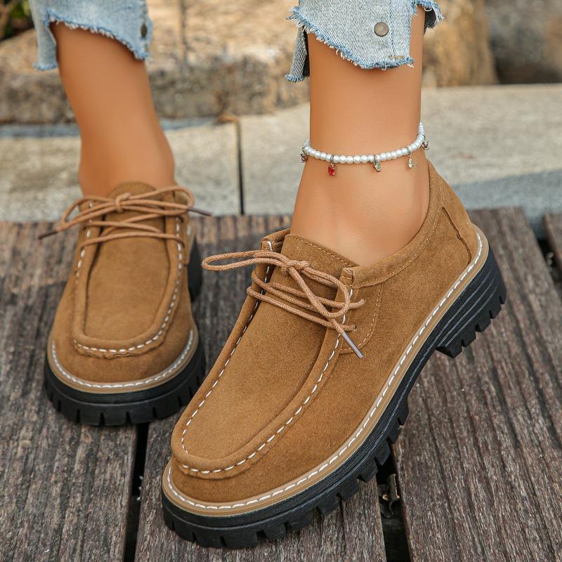 Женские Оксфорды на Толстом Каблуке Широкой Полноты - Дерби в Рабочем Стиле на Шнуровке для Осени, Ретро Британские Броги