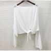 Женская однотонная куртка Ice Silk Knot большого размера с защитой от солнца, свободная футболка с длинными рукавами и разрезом, современный танцевальный топ