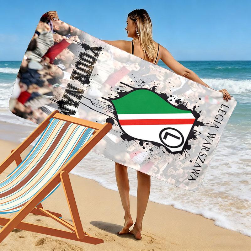 Custom Legia Warsaw Print Beach Towel, Large Soft Quick Dry Towel for Beach Camping Swimming