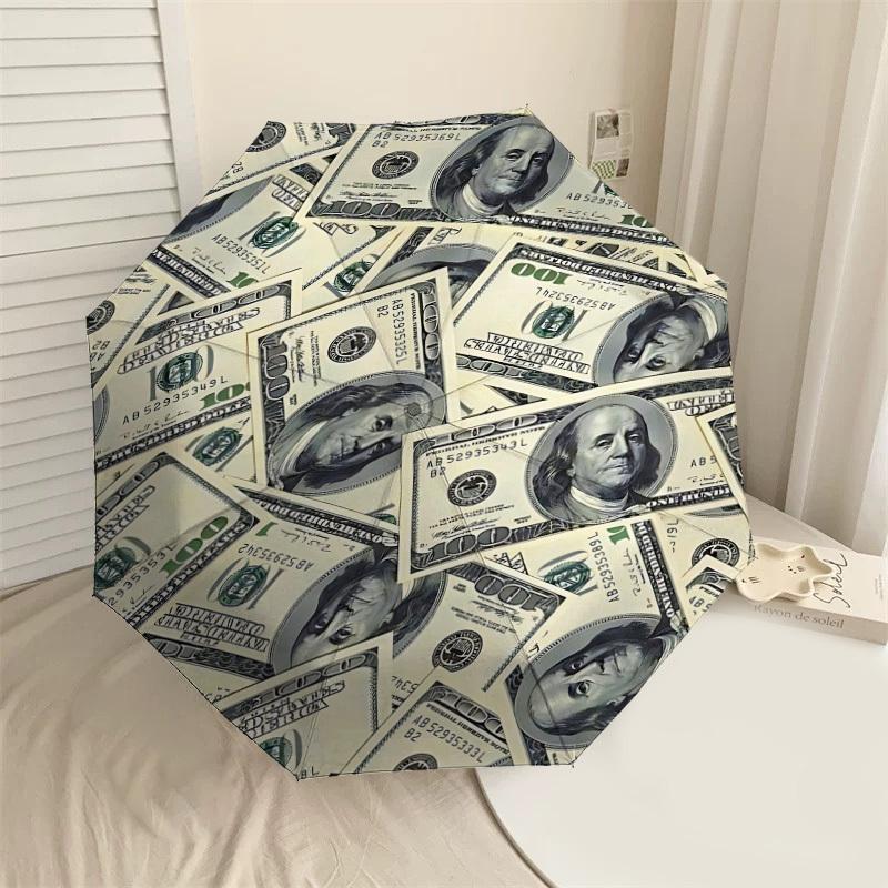 1PC money banknote Automatic Open/Close Umbrella with Windproof, 8-Rib Sturdy Canopy, Durable Ribs, Fashionable Design1311A